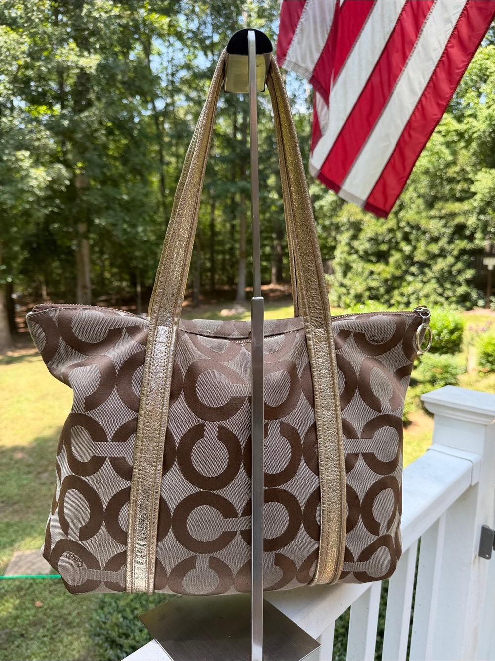 Coach Poppy Op Art Glam Tote (Style No. 13826) in Signature C Canvas - Picture 15 of 17